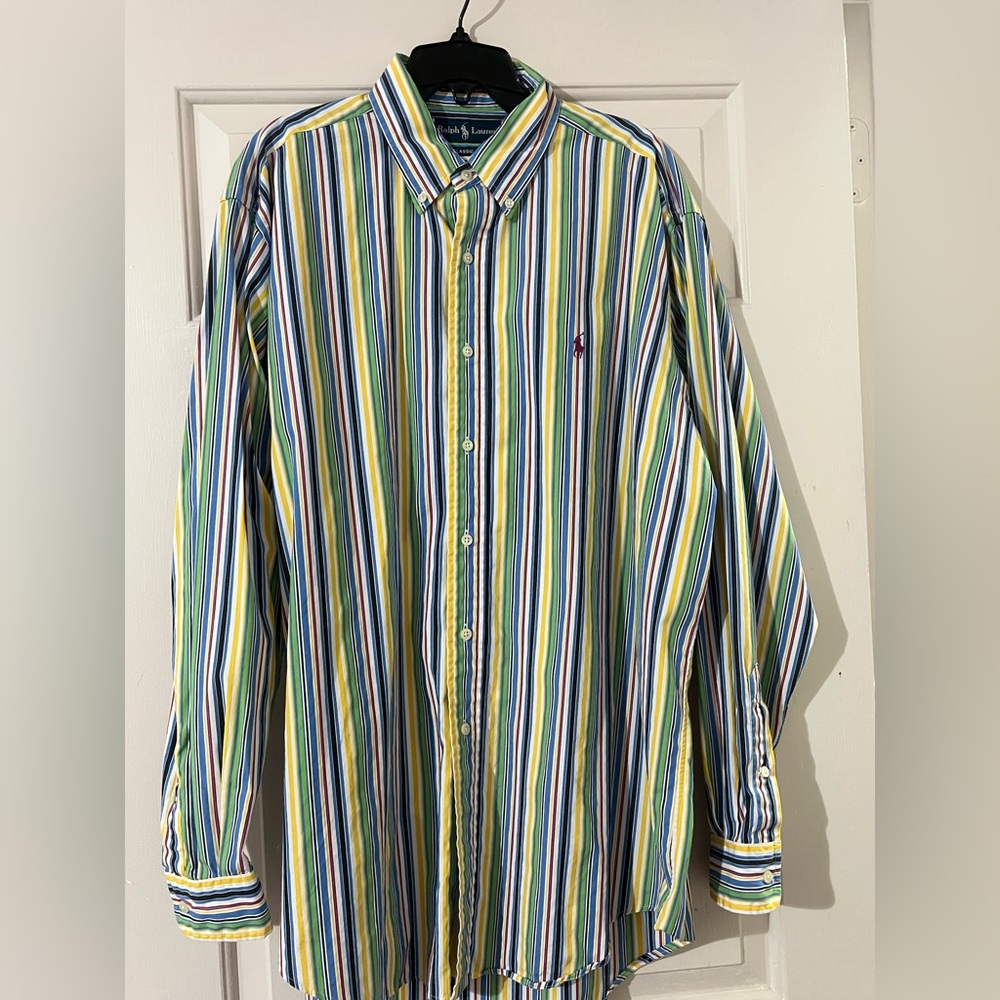 Polo Ralph Lauren Men Size Colorful Striped Button-Up Shirt
